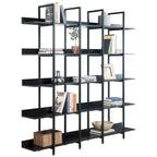 5-Tier Open Bookcase with MDF Shelves and Powder-Coated Steel Frame