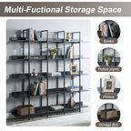 5-Tier Open Bookcase with MDF Shelves and Powder-Coated Steel Frame