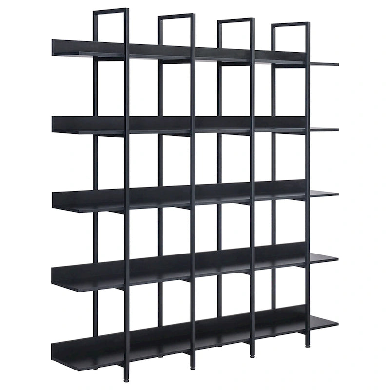 5-Tier Open Bookcase with MDF Shelves and Powder-Coated Steel Frame