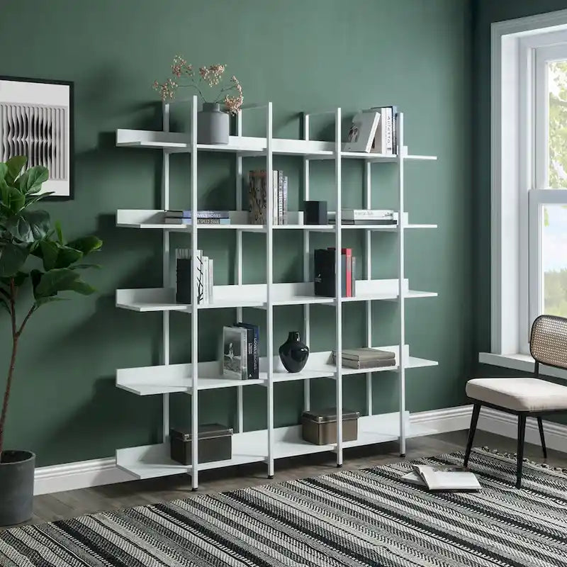5-Tier Open Bookcase with MDF Shelves and Powder-Coated Steel Frame