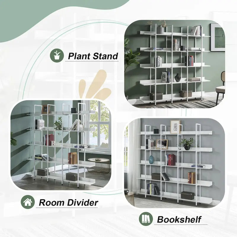 5-Tier Open Bookcase with MDF Shelves and Powder-Coated Steel Frame
