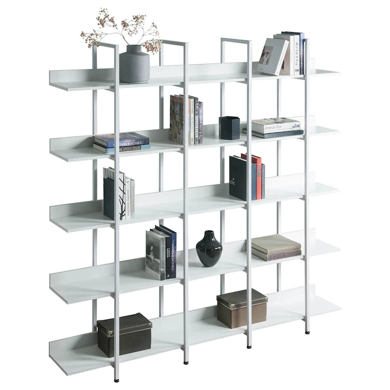 5-Tier Open Bookcase with MDF Shelves and Powder-Coated Steel Frame