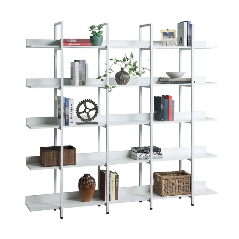 5-Tier Open Bookcase with MDF Shelves and Powder-Coated Steel Frame