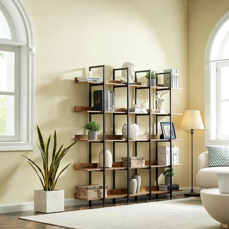 5-Tier Open Bookcase with MDF Shelves and Powder-Coated Steel Frame