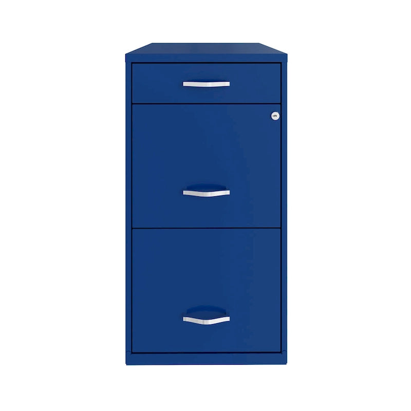 3-Drawer Metal File Cabinet, Letter Size, Blue