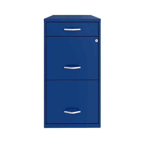 3-Drawer Metal File Cabinet, Letter Size, Blue