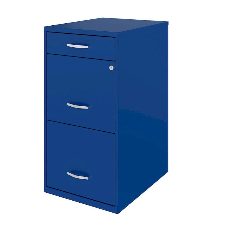 3-Drawer Metal File Cabinet, Letter Size, Blue