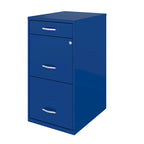 3-Drawer Metal File Cabinet, Letter Size, Blue