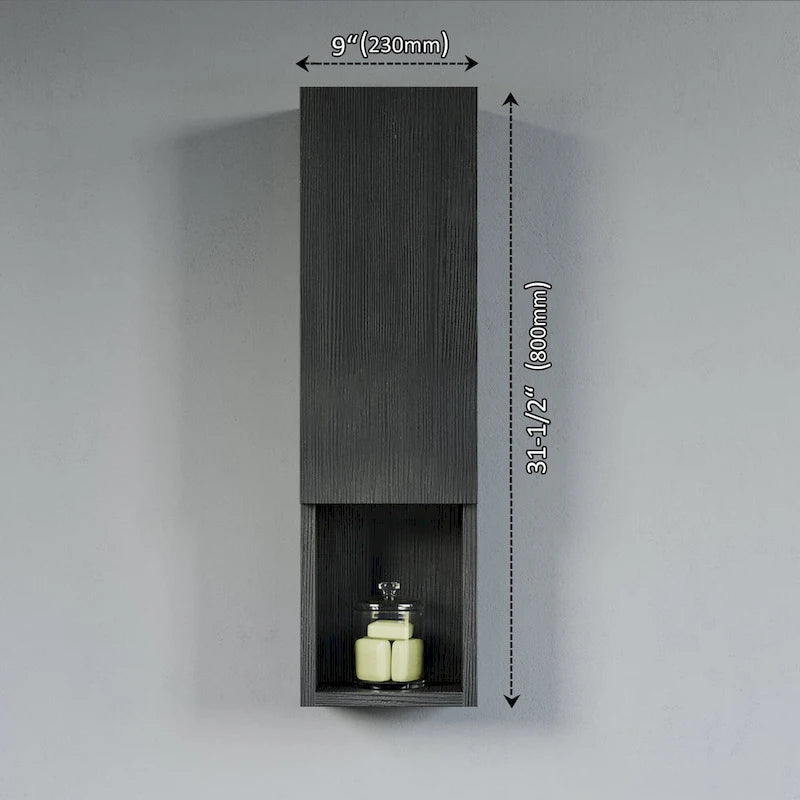 Wall-Mounted Wood Side Cabinet with 3 Shelves