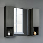 Wall-Mounted Wood Side Cabinet with 3 Shelves
