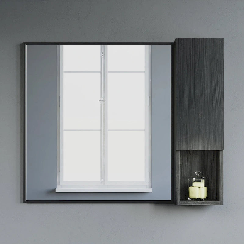Wall-Mounted Wood Side Cabinet with 3 Shelves