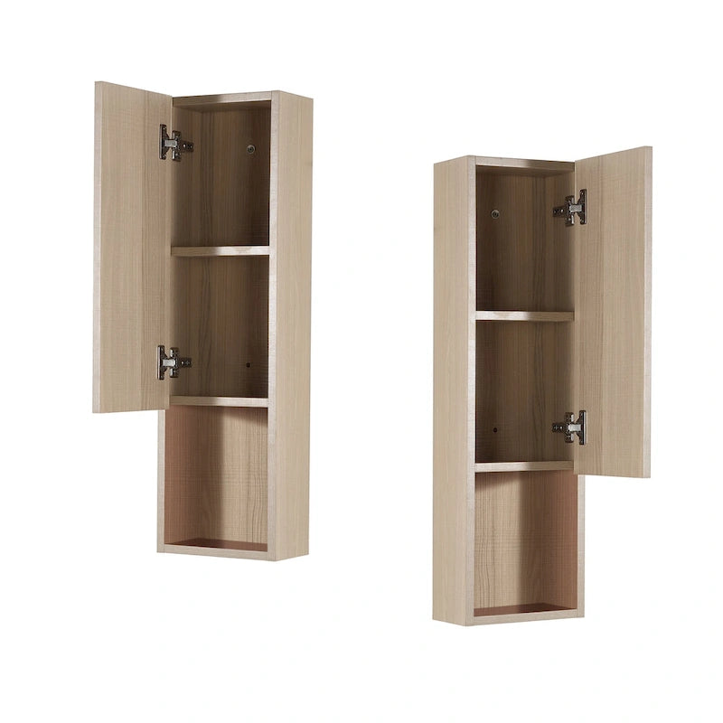 Wall-Mounted Wood Side Cabinet with 3 Shelves