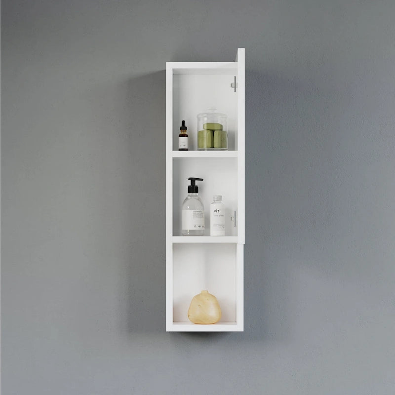 Wall-Mounted Wood Side Cabinet with 3 Shelves