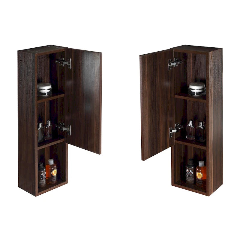 Wall-Mounted Wood Side Cabinet with 3 Shelves