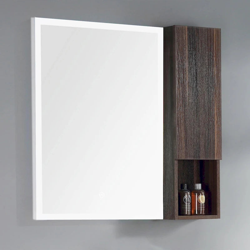 Wall-Mounted Wood Side Cabinet with 3 Shelves