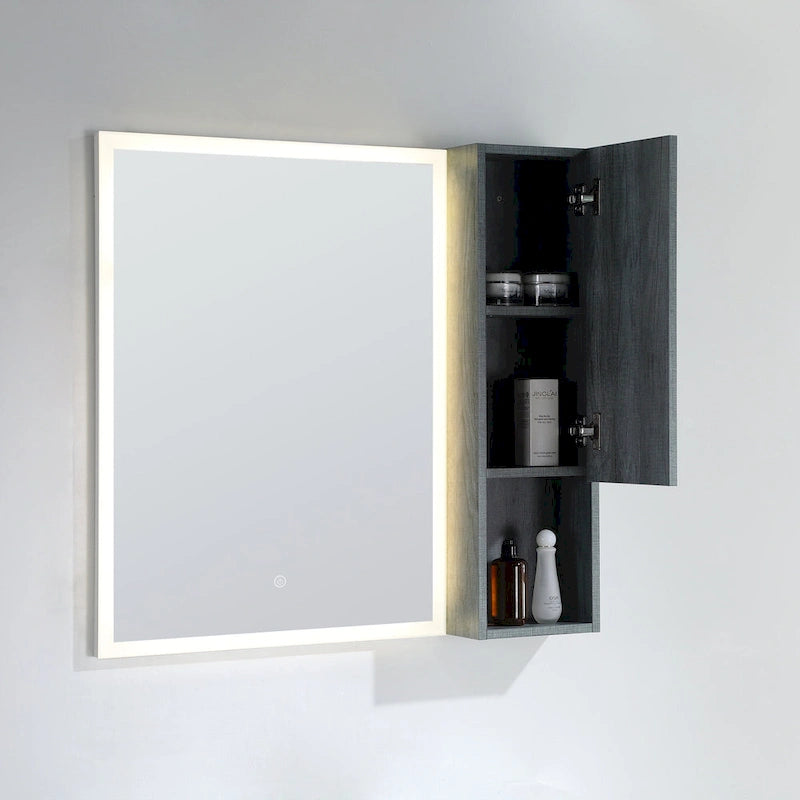 Wall-Mounted Wood Side Cabinet with 3 Shelves