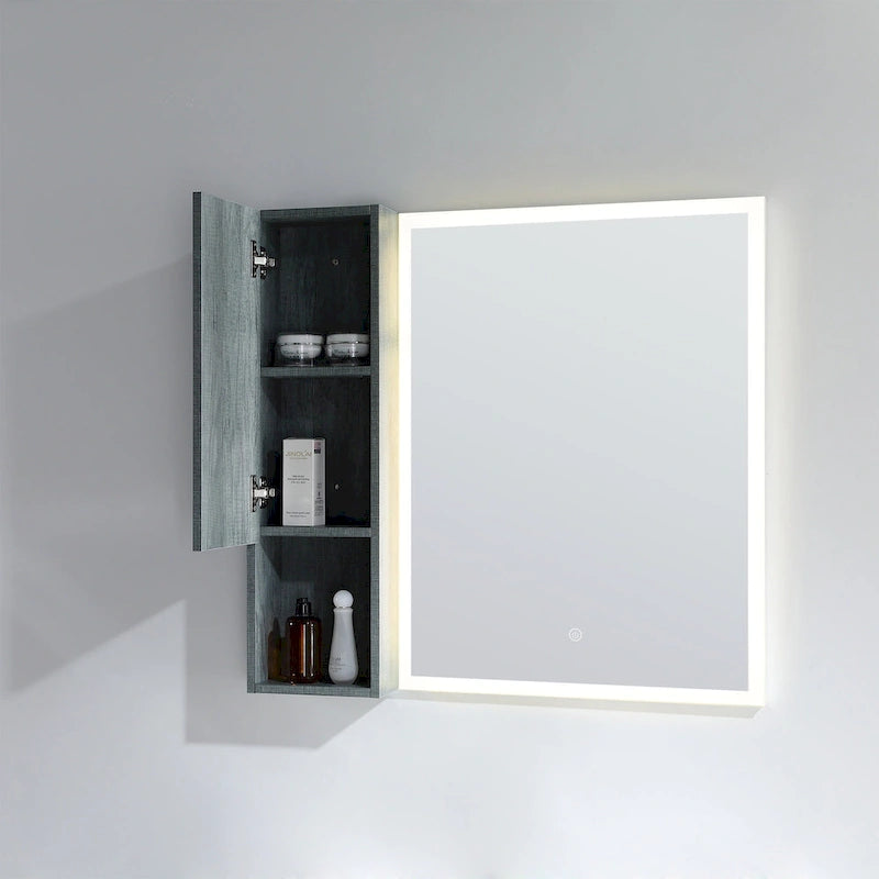 Wall-Mounted Wood Side Cabinet with 3 Shelves