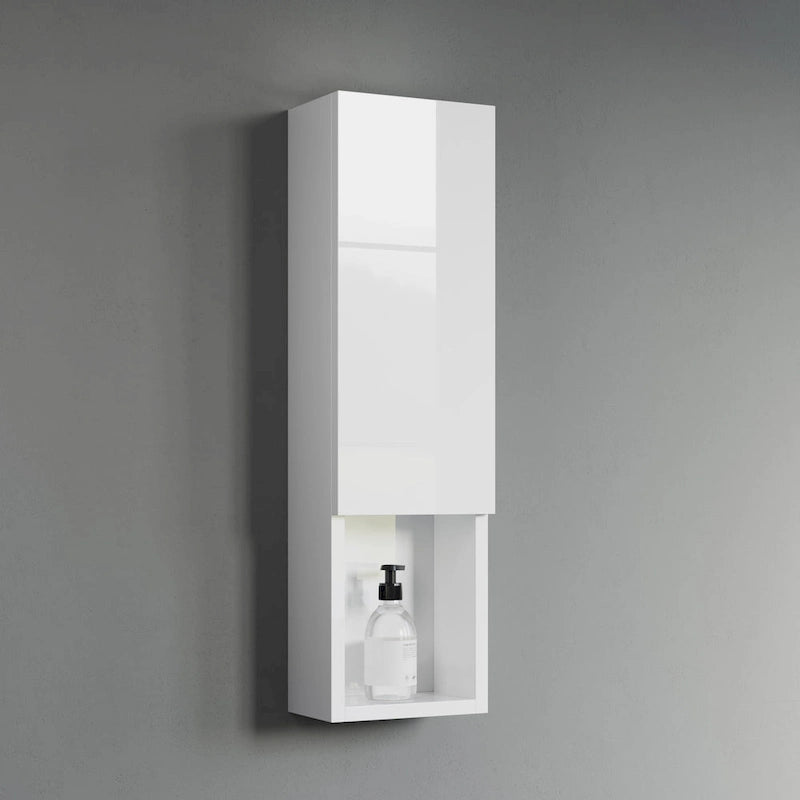 Wall-Mounted Wood Side Cabinet with 3 Shelves