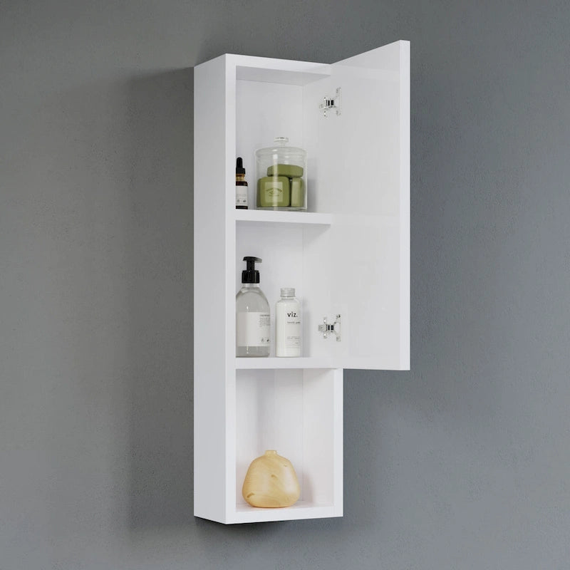 Wall-Mounted Wood Side Cabinet with 3 Shelves