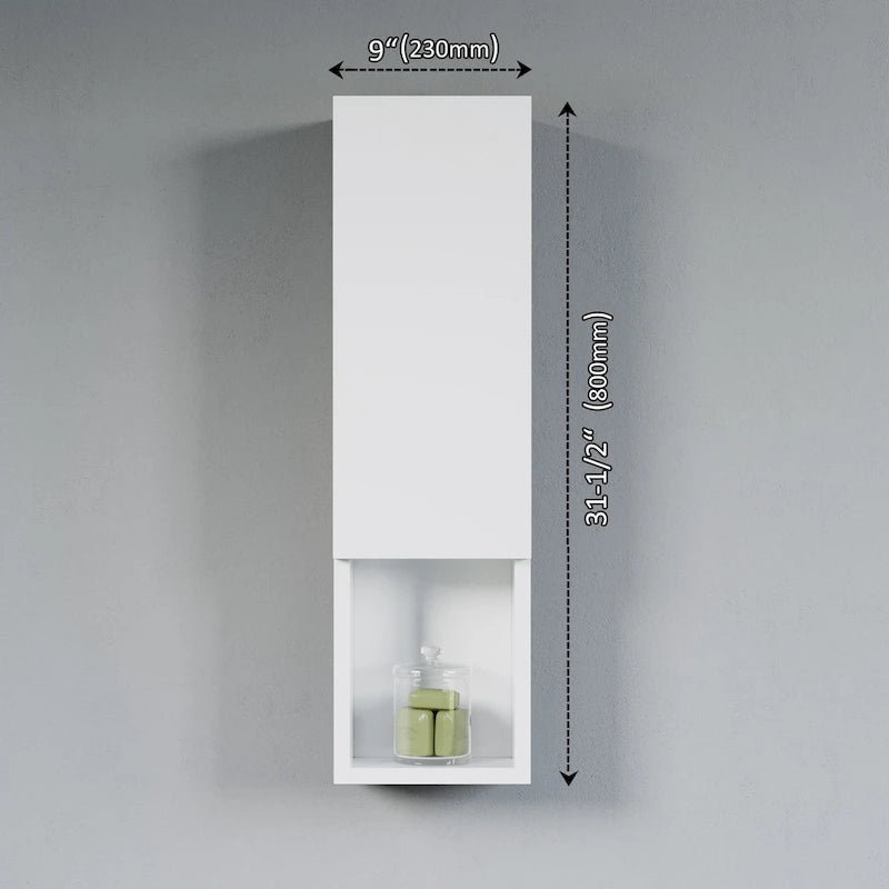Wall-Mounted Wood Side Cabinet with 3 Shelves