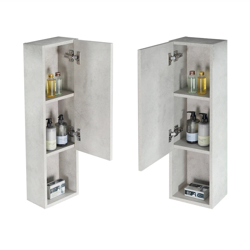 Wall-Mounted Wood Side Cabinet with 3 Shelves