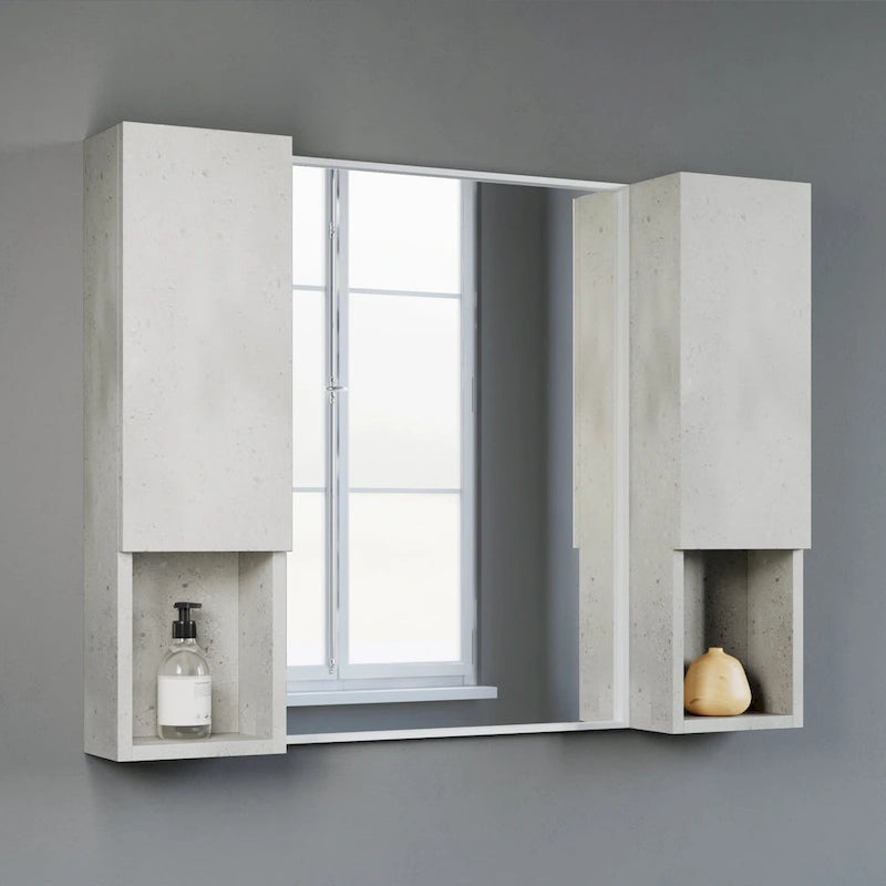 Wall-Mounted Wood Side Cabinet with 3 Shelves