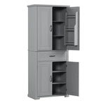72Tall Bathroom Storage Cabinet with Doors and Drawer, Multiple Storage Space, Adjustable Shelf, Grey