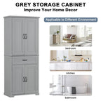 72Tall Bathroom Storage Cabinet with Doors and Drawer, Multiple Storage Space, Adjustable Shelf, Grey