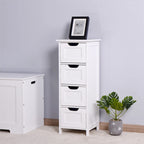 White Bathroom Storage Cabinet Freestanding with Drawers - 11.8L x 11.8W x 32.3H