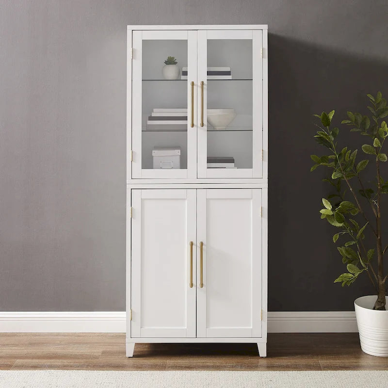 Storage Cabinet with Glass-Fronted Upper Cabinets