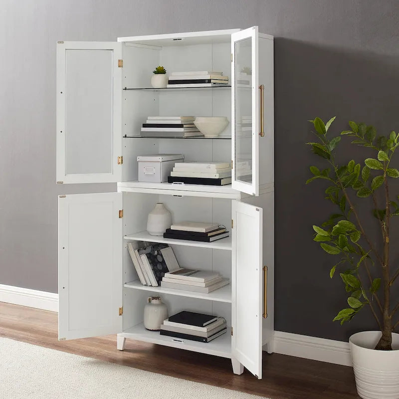 Storage Cabinet with Glass-Fronted Upper Cabinets