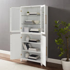 Storage Cabinet with Glass-Fronted Upper Cabinets
