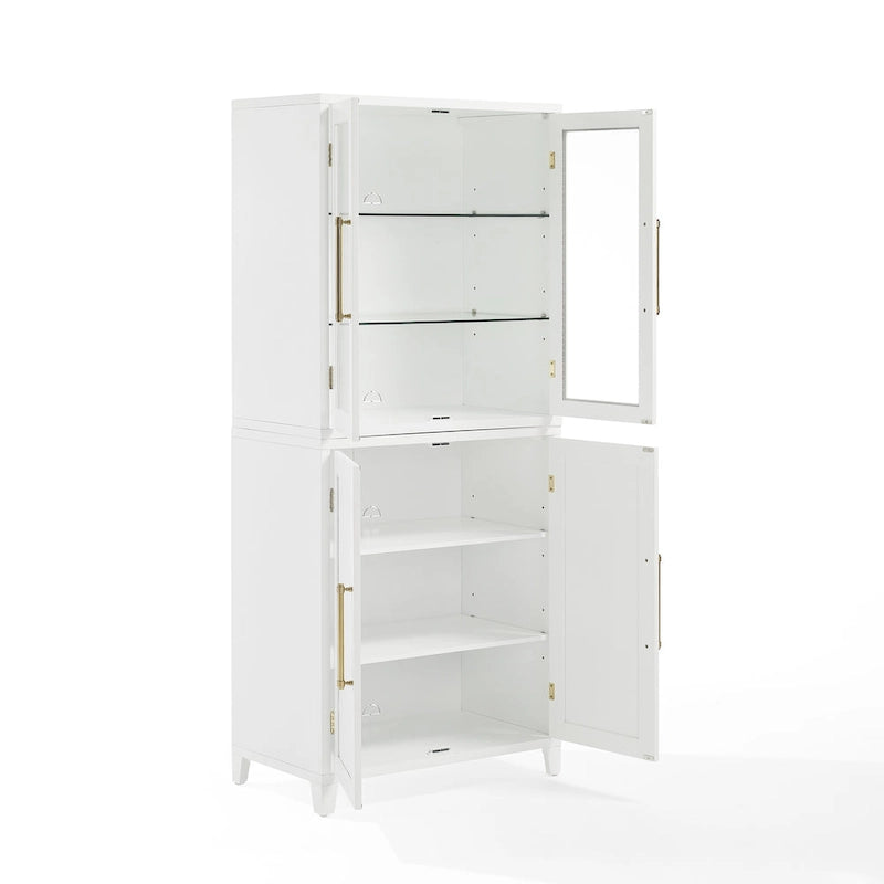 Storage Cabinet with Glass-Fronted Upper Cabinets