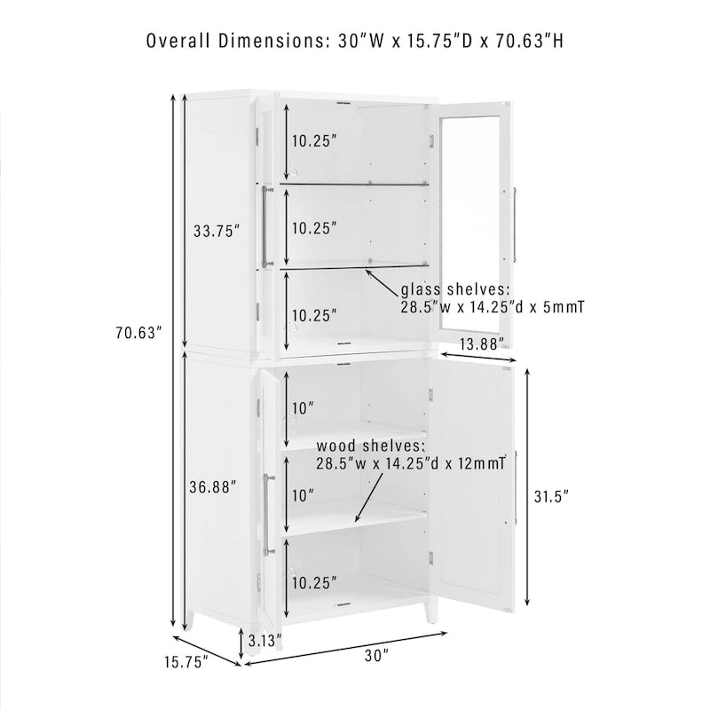 Storage Cabinet with Glass-Fronted Upper Cabinets