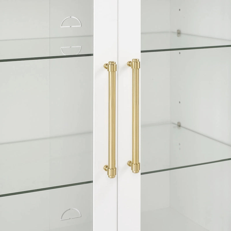 Storage Cabinet with Glass-Fronted Upper Cabinets