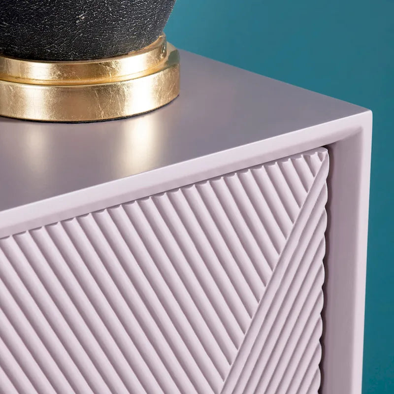 Four Door Wooden Sideboard with Gold Accents, Lilac Purple - 72