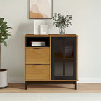 Solid Pine Wood Sideboard with Glass Door - 31.5 x 15.7 x 31.5 in.
