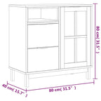 Solid Pine Wood Sideboard with Glass Door - 31.5 x 15.7 x 31.5 in.