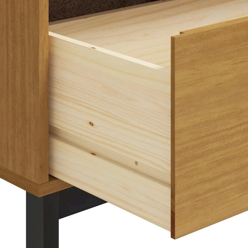 Solid Pine Wood Sideboard with Glass Door - 31.5 x 15.7 x 31.5 in.