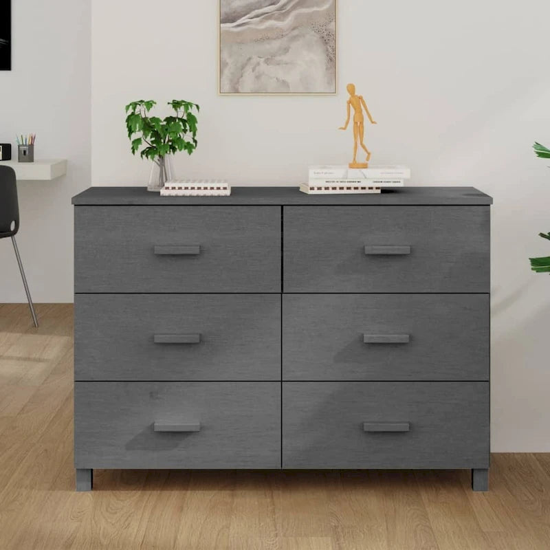 6-Drawer Sideboard Buffet Cabinet with Pine and MDF Construction – 44.5"W x 15.7"D x 31.5"H