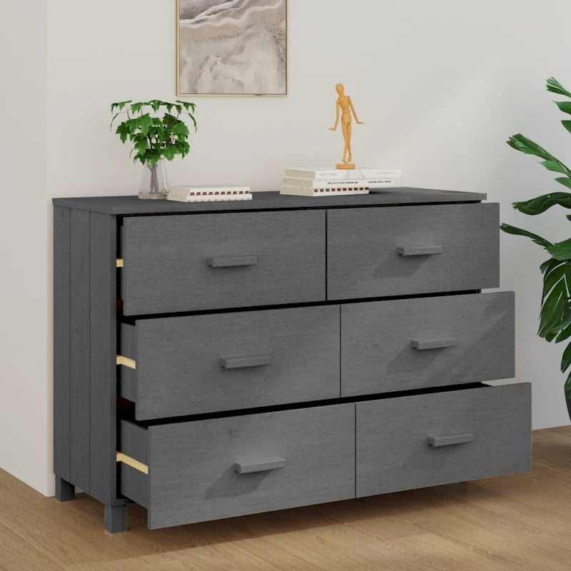 6-Drawer Sideboard Buffet Cabinet with Pine and MDF Construction – 44.5"W x 15.7"D x 31.5"H