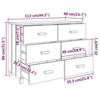 6-Drawer Sideboard Buffet Cabinet with Pine and MDF Construction – 44.5"W x 15.7"D x 31.5"H