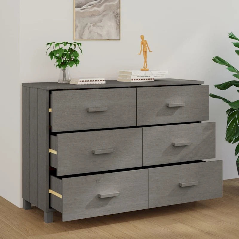 6-Drawer Sideboard Buffet Cabinet with Pine and MDF Construction – 44.5"W x 15.7"D x 31.5"H