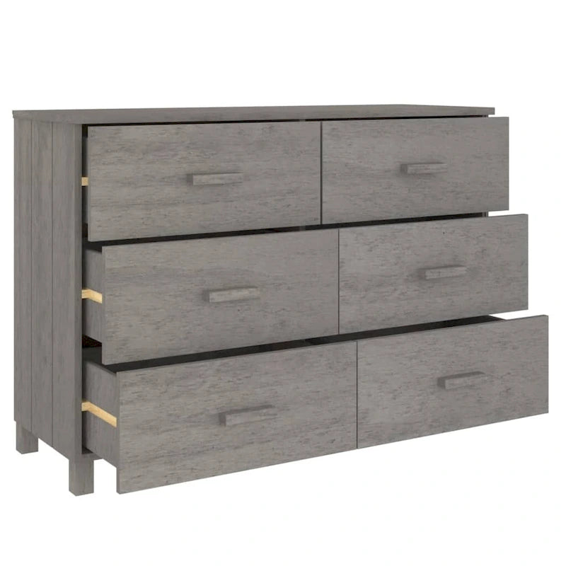 6-Drawer Sideboard Buffet Cabinet with Pine and MDF Construction – 44.5"W x 15.7"D x 31.5"H