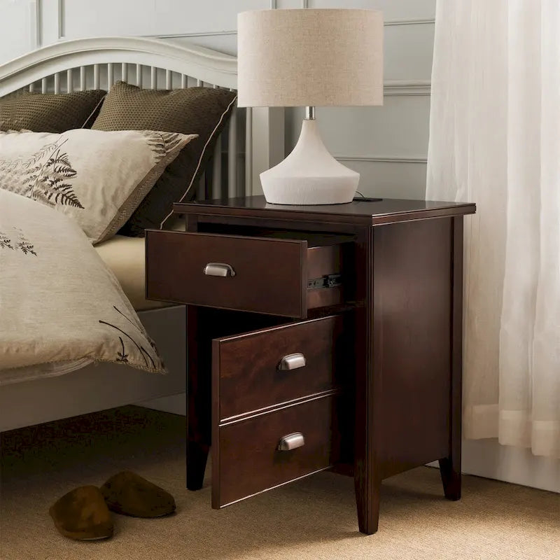 3-Drawer Nightstand with USB Charging – Set of 2