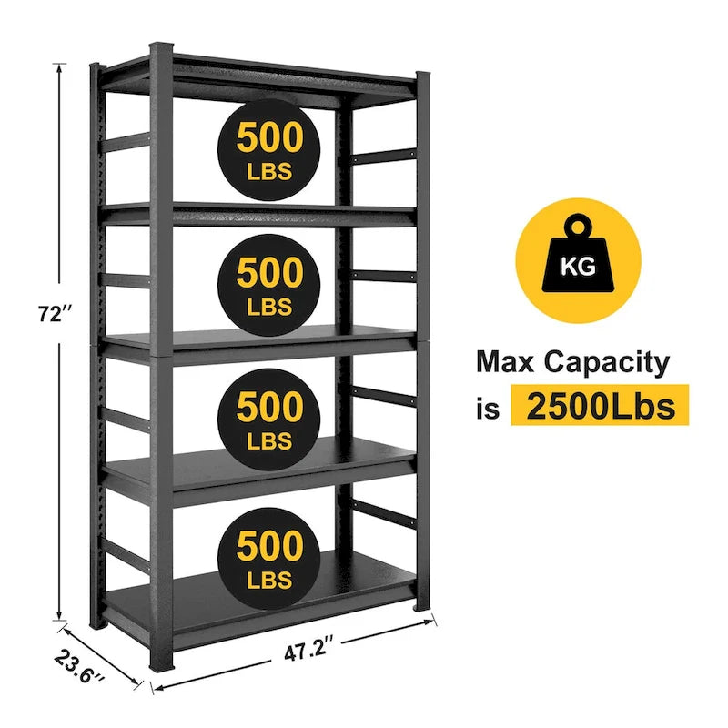 Storage Shelves 5 Tier Heavy Duty Metal Shelving Unit Adjustable Shelving Units and Storage Rack Kitchen Garage Shelf