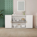 Side Cabinet with 2 Solid Doors and 1 Glass Door – E1 MDF, White / Black Brown