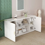 Side Cabinet with 2 Solid Doors and 1 Glass Door – E1 MDF, White / Black Brown