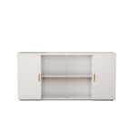 Side Cabinet with 2 Solid Doors and 1 Glass Door – E1 MDF, White / Black Brown