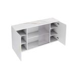 Side Cabinet with 2 Solid Doors and 1 Glass Door – E1 MDF, White / Black Brown